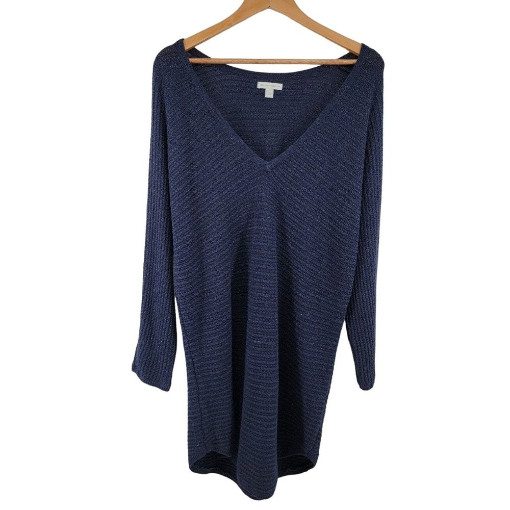 New York and Company Women's‎ Sparkly Knit Sweater Dark Blue XL